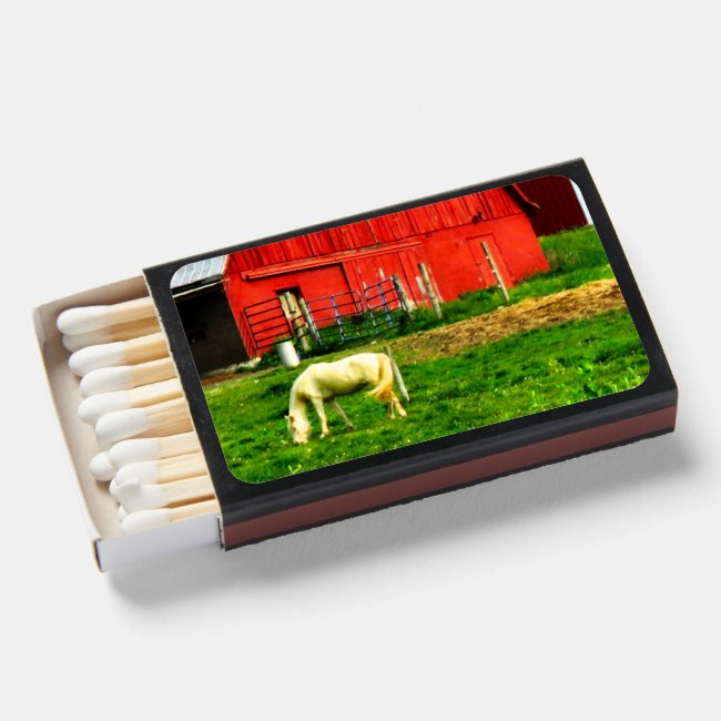 White Horse, Red Barn Set of Matchboxes