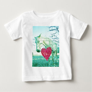 White Horse Red Heart Valentine Baby T-Shirt