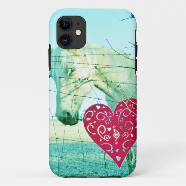 White Horse Red Heart Valentine Case-Mate iPhone Case (Back)
