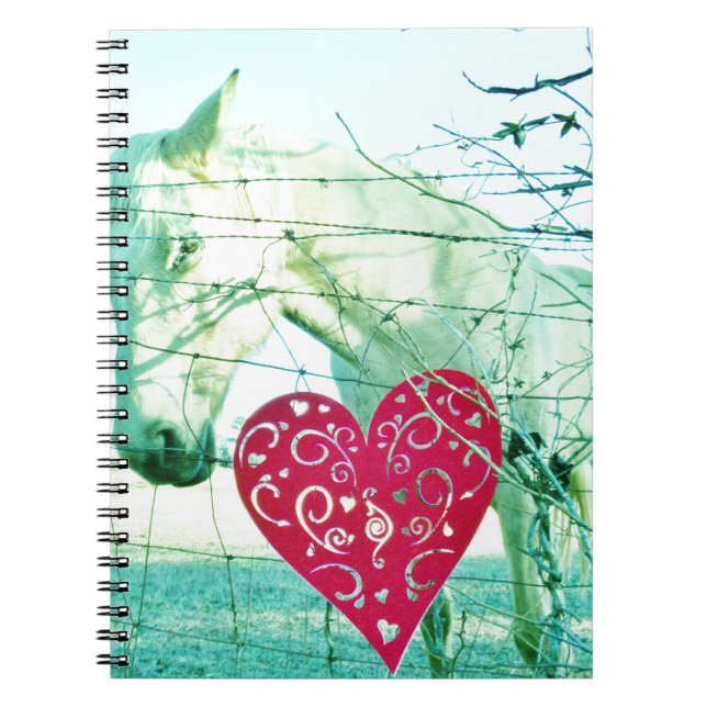 White Horse Red Heart Valentine Notebook (Front)