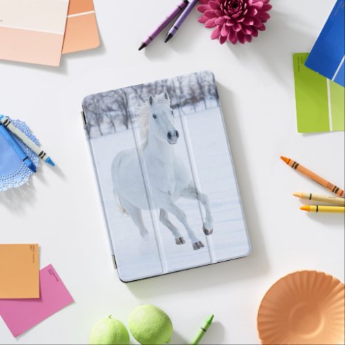 White Horse Running in the Snow iPad Air Cover