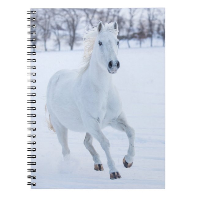White Horse Running in the Snow Notebook (Front)