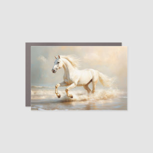 White Horse Running on the Beach Car Magnet