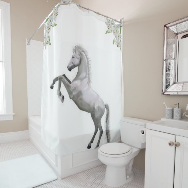 White Horse Shower Curtain (In Situ)