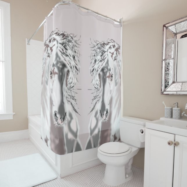 White Horse - Shower Curtain (In Situ)