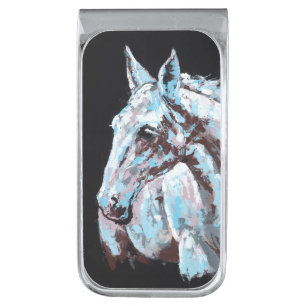White Horse Silver Finish Money Clip