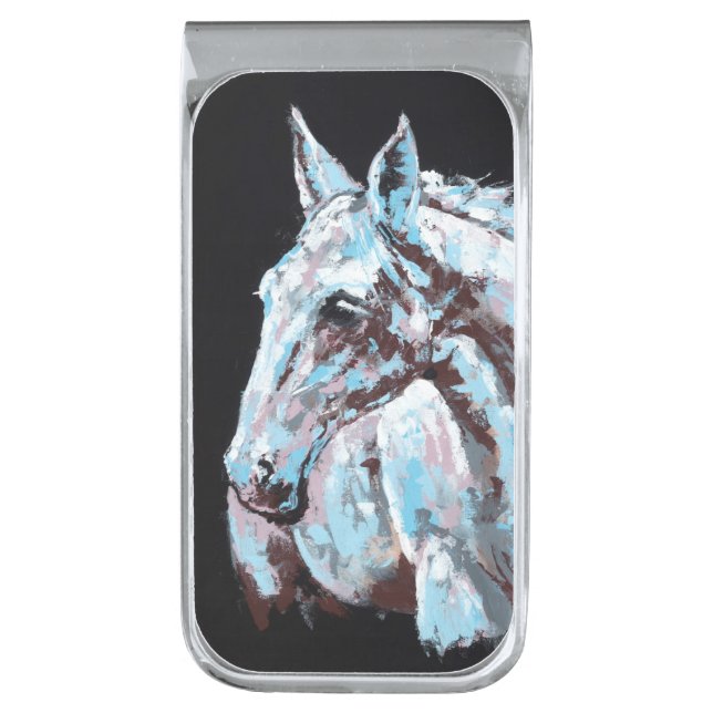 White Horse Silver Finish Money Clip (Front Vertical)
