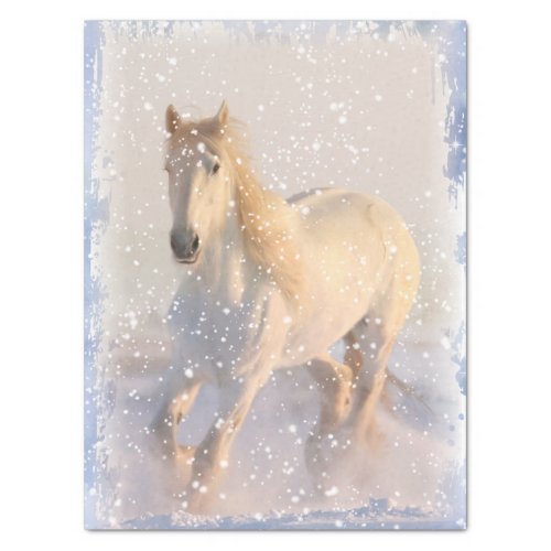 White Horse Snow Decoupage Tissue Paper