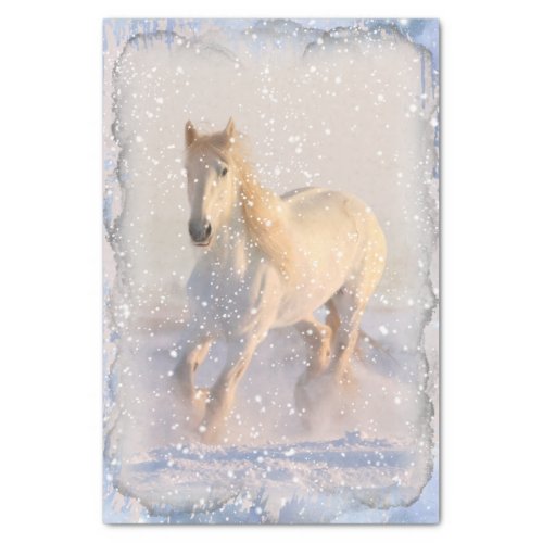 White Horse Snow Decoupage Tissue Paper