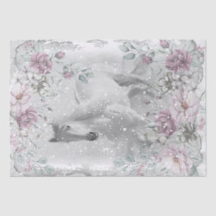 White Horse Snow Decoupage Tissue Paper