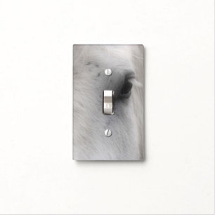 White Horse Soulful Eye Animal Light Switch Cover