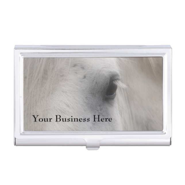 White Horse Soulful Eye Equine Business Card Case (Front)