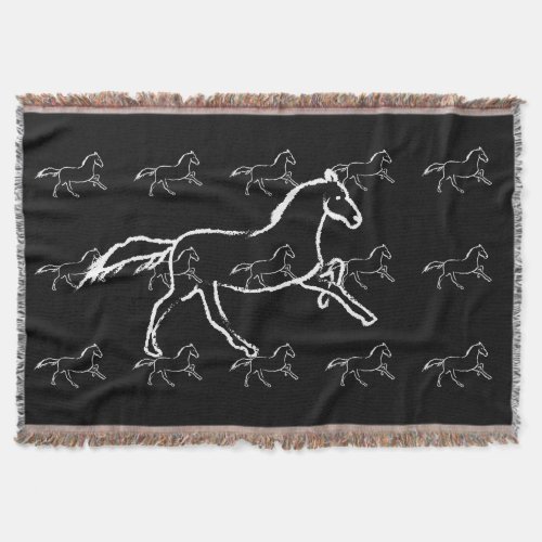 White horse throw blanket