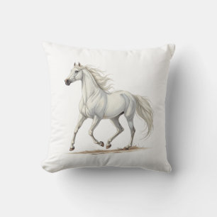 White Horse Throw Pillow