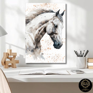 White Horse Watercolor Art Downloadable Poster