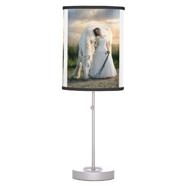 White Horse with Bride Table Lamp (Front)