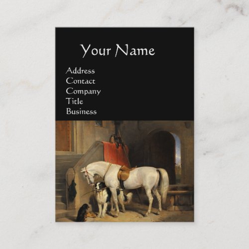 White Horse With Dogs, Green Business Card Templates