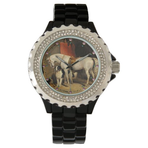 White Horse With Dogs Watch