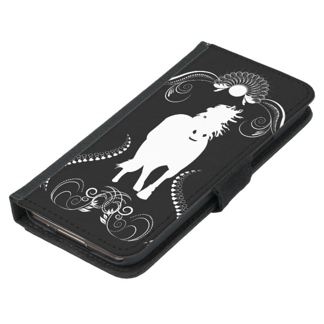 White horse with floral elements samsung galaxy wallet case (Bottom)