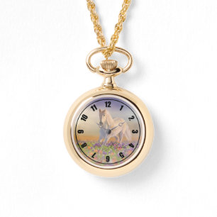 White Horse with Flowers and Name Watch