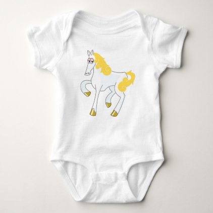 White Horse With Gold Mane Baby Bodysuit