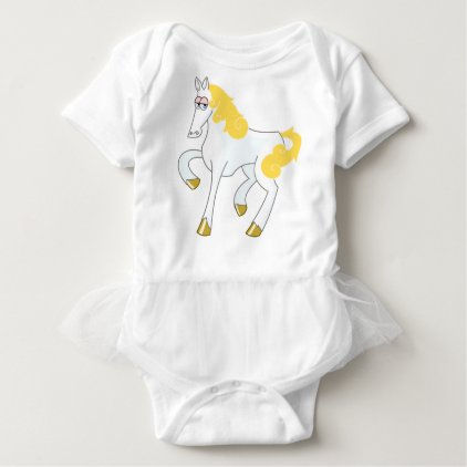 White Horse With Gold Mane Baby Bodysuit