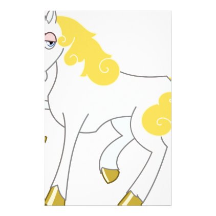 White Horse With Gold Mane Stationery