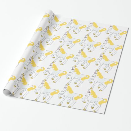 White Horse With Gold Mane Wrapping Paper