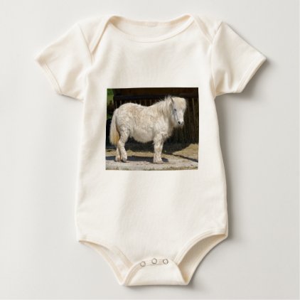 White horse with long hair baby bodysuit