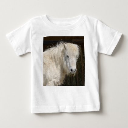 White horse with long hair baby T-Shirt