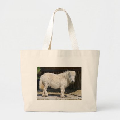 White horse with long hair large tote bag