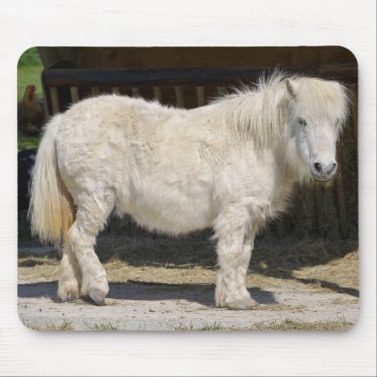 White horse with long hair mouse pad