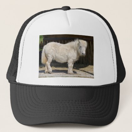 White horse with long hair trucker hat
