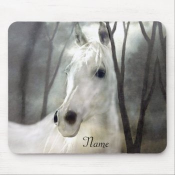 White Horse With Name Mouse Pad by Iggys_World at Zazzle