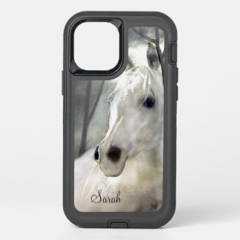 White Horse With Name  Otterbox Defender Iphone 12 Case by Iggys_World at Zazzle