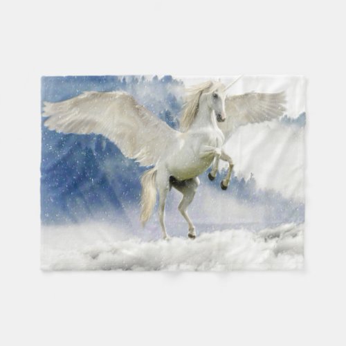 White Horse with Wings Fleece Blanket