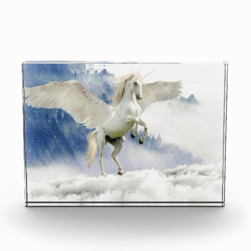 White Horse with Wings Photo Block