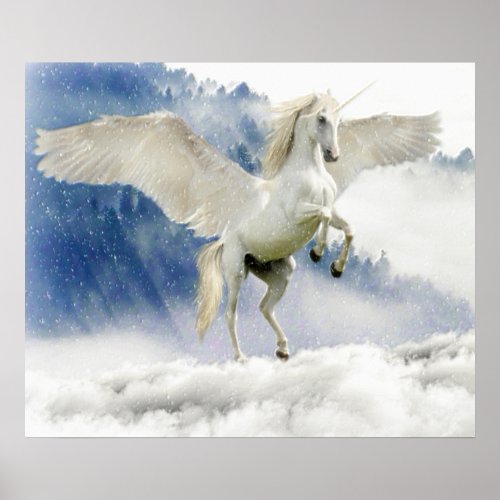 White Horse with Wings Poster