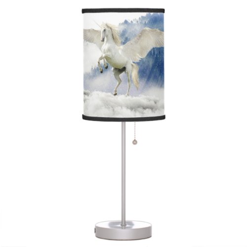 White Horse with Wings Table Lamp