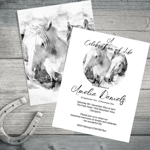 White Horses Celebration of Life Card