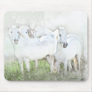 White Horses Mouse Pad Design