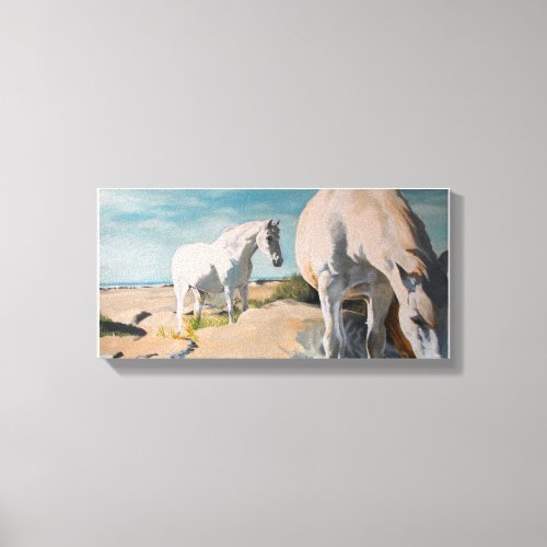 White Horses on the Beach Canvas Print