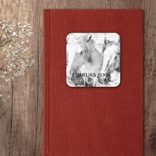 White Horses Personalized Bookplate