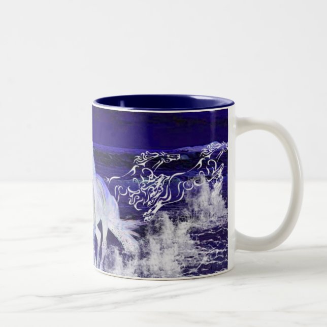 White Horses Two-Tone Coffee Mug (Right)