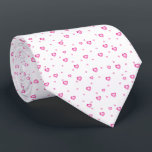 White & Hot Pink Diamonds Hearts Pattern Neck Tie<br><div class="desc">A hot pink diamond heart shapes a seamless pattern over a custom white background.</div>