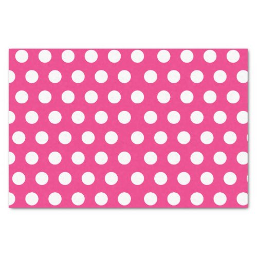 White  Hot Pink Large Medium Polka Dot Party Tissue Paper