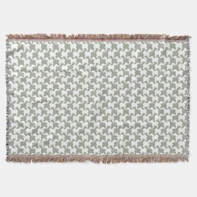 White Houndstooth dogs Choose Color Throw Blanket (Front)