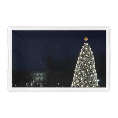 White House and National Tree Christmas Holiday DC Acrylic Tray