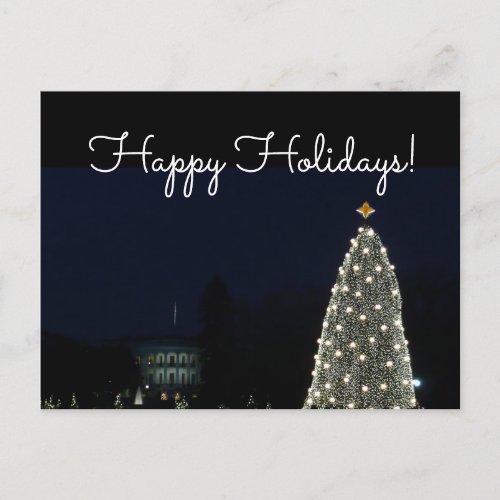 White House and National Tree Christmas Holiday DC Postcard