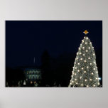 White House and National Tree Christmas Holiday DC Poster